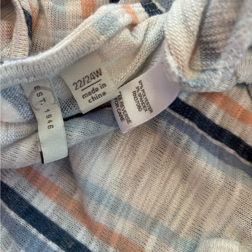 Cato Est. 1947 Plus Size 22/24W Striped V-Neck Ruched Shoulder Tunic Top - Picture 5 of 6